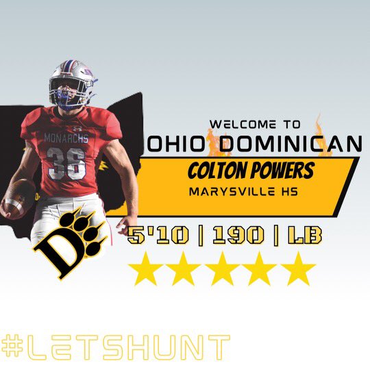 OhioDominicanFB's tweet photo. OFFICIAL!

Colton Powers, Linebacker
Marysville HS
5’10 190

Welcome home, Colton! #LetsHunt🐾 https://t.co/W0xgTykdBV