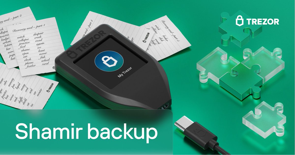 Protect your recovery seed from theft or accidents with Shamir backup. 🔒

All you have to do is: 
1️⃣ Generate how many recovery shares you want
2️⃣ Distribute your shares among trusted people and locations

Check out this article to learn more:
trezor.io/learn/a/what-i…