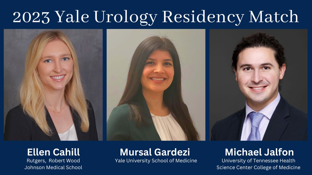 We're excited to welcome our newest residents to the team. Congratulations, @ellenmcahill, @GardeziMursal, and @MichaelJalfon! @YaleMed @RWJMS @UTHSCMedicine #UroMatch2023 @SWIUorg