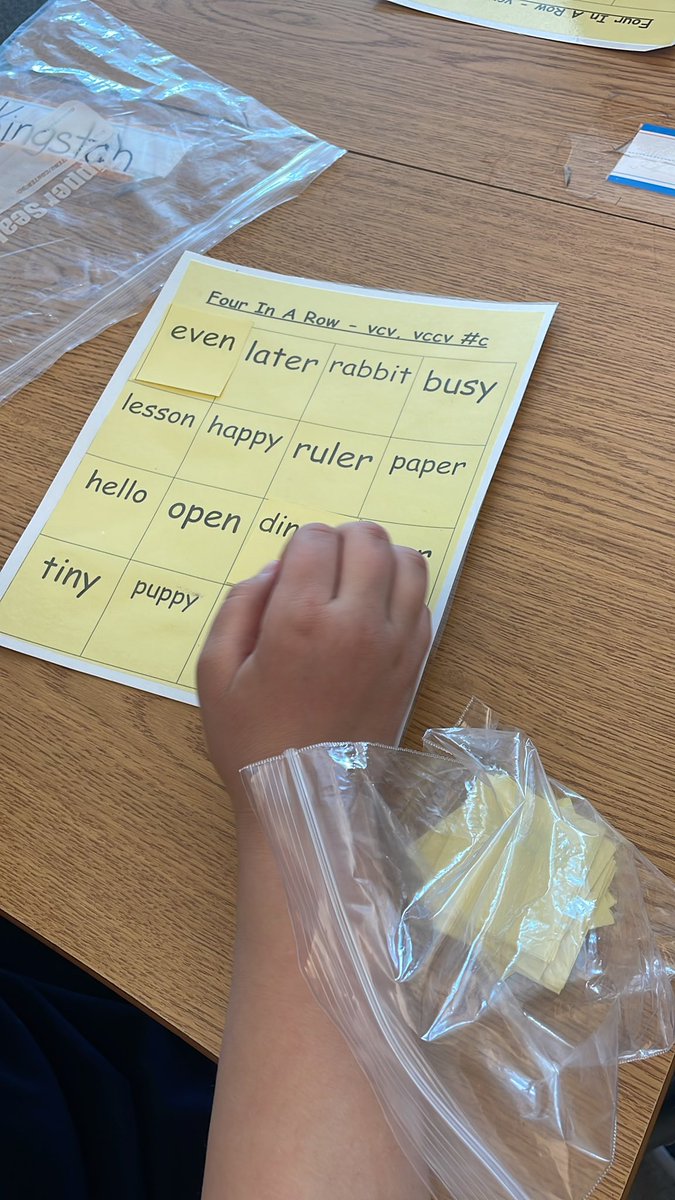 Practicing reading and matching/spelling words with Four In A Row.