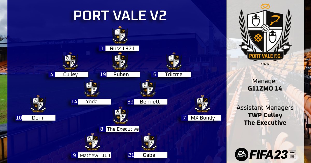 We have team 2 in action tonight in the <a href="/OfficialVPG/">Virtual Pro Gaming</a> League and Cup competitions

Vs @PugProsVPG 8.00
Vs <a href="/los/">None</a> 8.15
Vs <a href="/BrayatiFC/">BRAYATi FC</a> 8.30
Vs @hooligans 9.00

Taking the helm tonight will be Manager <a href="/ExecutiveXbox/">The Executive</a>