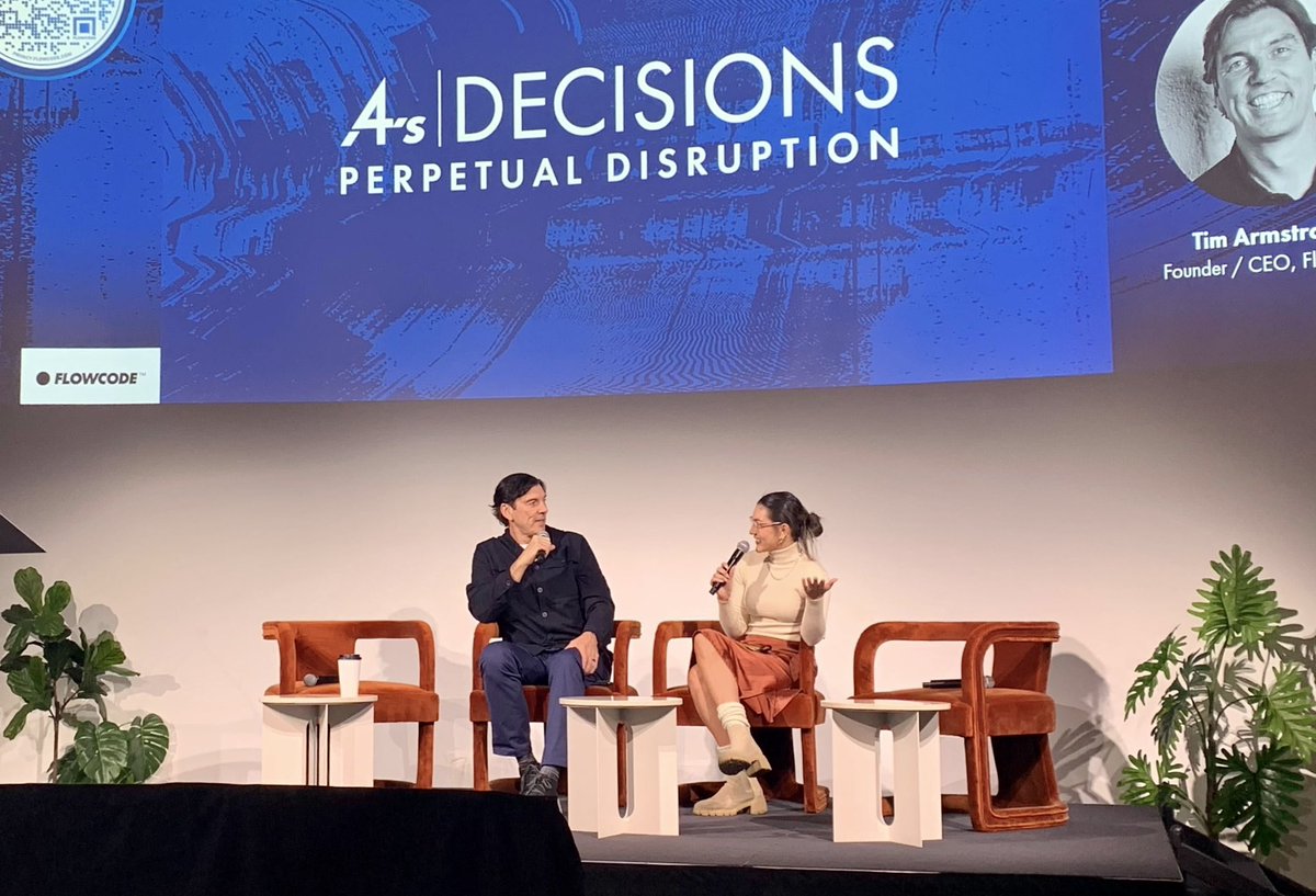 I spoke with @Flowcode CEO and Google alum @tim_armstrong about adapting to and driving disruption in the advertising industry at #4AsDecisions in Manhattan today.