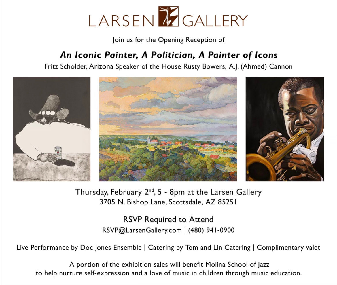 Today is the big day! See retired lawmaker and painter Rusty Bowers  @speakerbowers from 5-8 pm at the Larsen Gallery in Scottsdale.