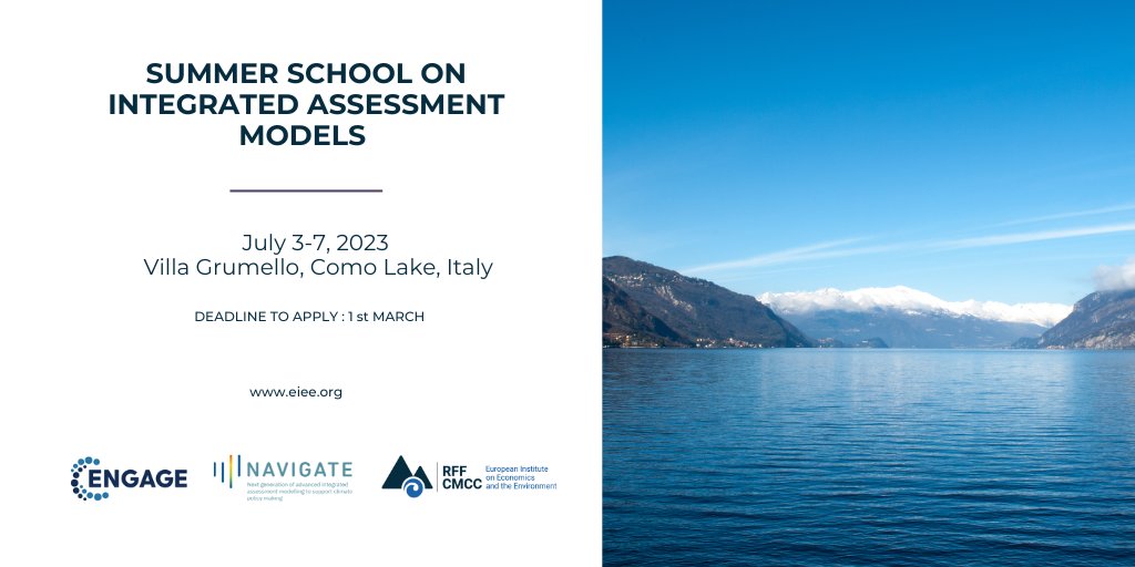 EIEEorg's tweet photo. #SummerSchool on Integrated Assessment Models 
3-7 July 2023 - Villa Grumello, Como Lake, Italy 

Deadline for applications: 1 March 2023 
https://t.co/wwx0NXZJuH https://t.co/wLXsMGh4rN