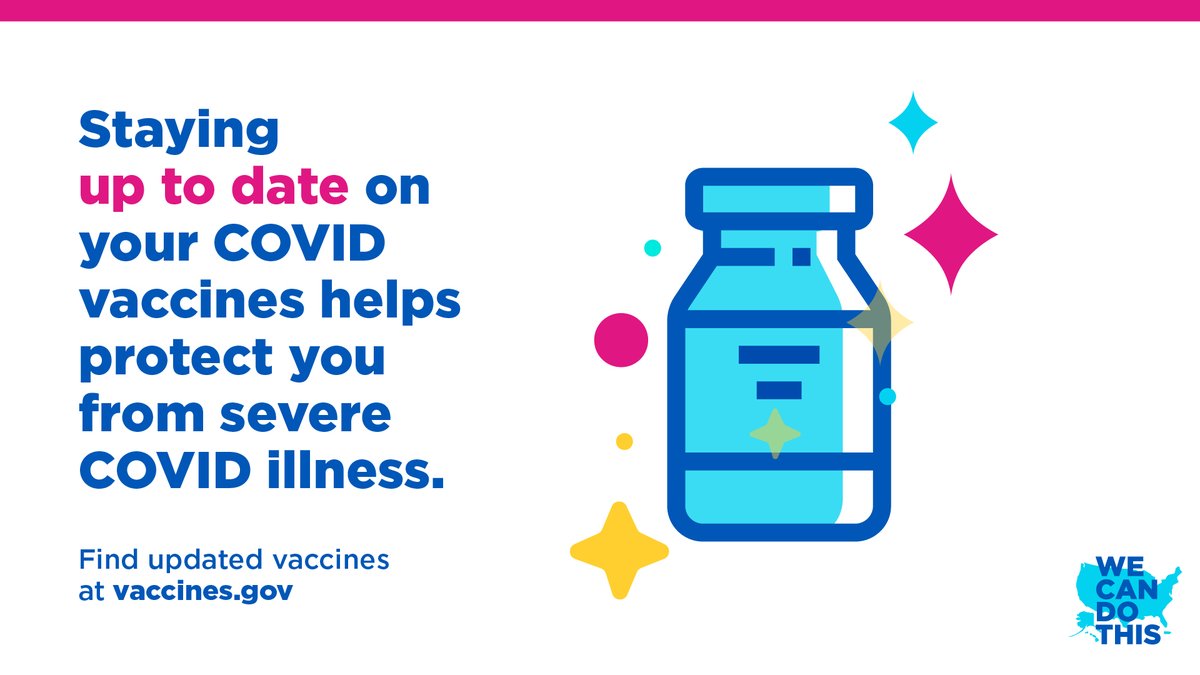Everyone who is vaccinated should get an updated COVID vaccine.

Find updated vaccines near you at vaccines.gov. 
#WeCanDoThis
