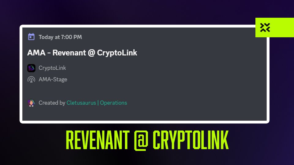RevenantGamefi's tweet photo. We're doing an AMA on @CryptoLink_Tech Discord!
When? TODAY @ 7PM CET
Where? https://t.co/fhZAgRnZZz
#Revenant #Metis #blockchain #blockchaingaming #GameFi #gaming #arbitrum #Cryptolink https://t.co/IHBqsGrTrh