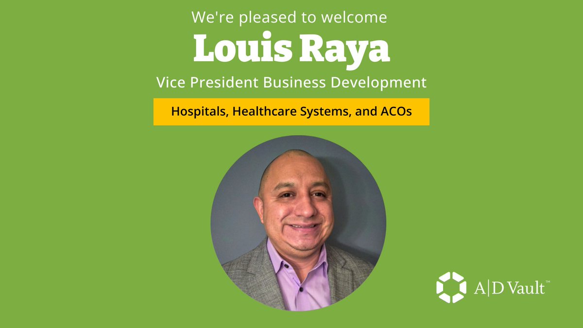 We are excited to welcome @LouisRaya as our new VP Business Development focused on #accountablecareorganizations #ACOs, #Hospitals, and #Healthcaresystems