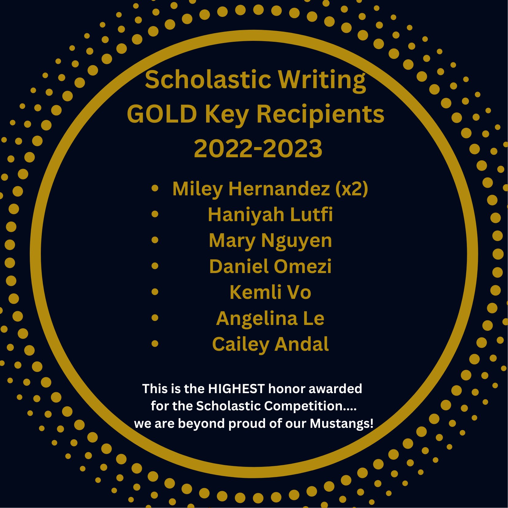 O'Donnell Middle on Twitter "And now for our GOLD Key Scholastic