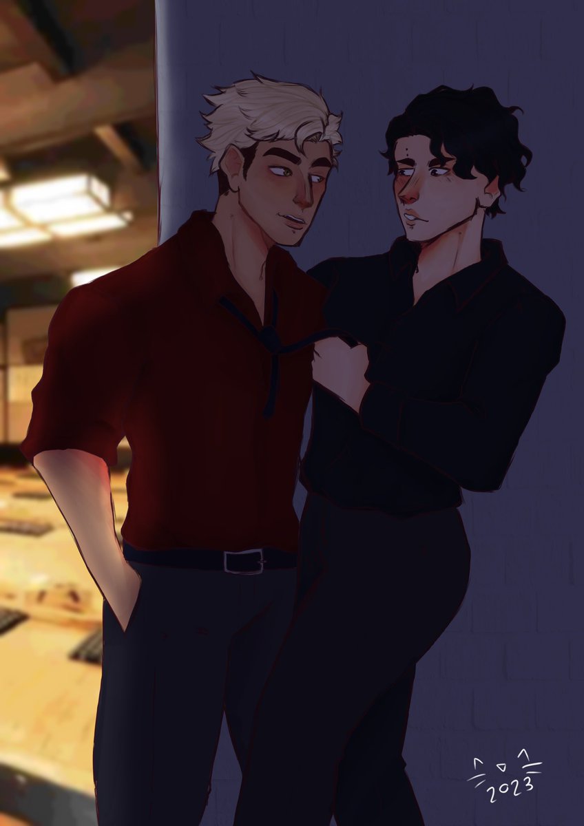 NekoIrene24's tweet photo. So I did the art for the fantastic fic of @Lomusings for the @tipsyomibb go read the fic(it’s linked in the tweet below https://t.co/dML5RaEQbD