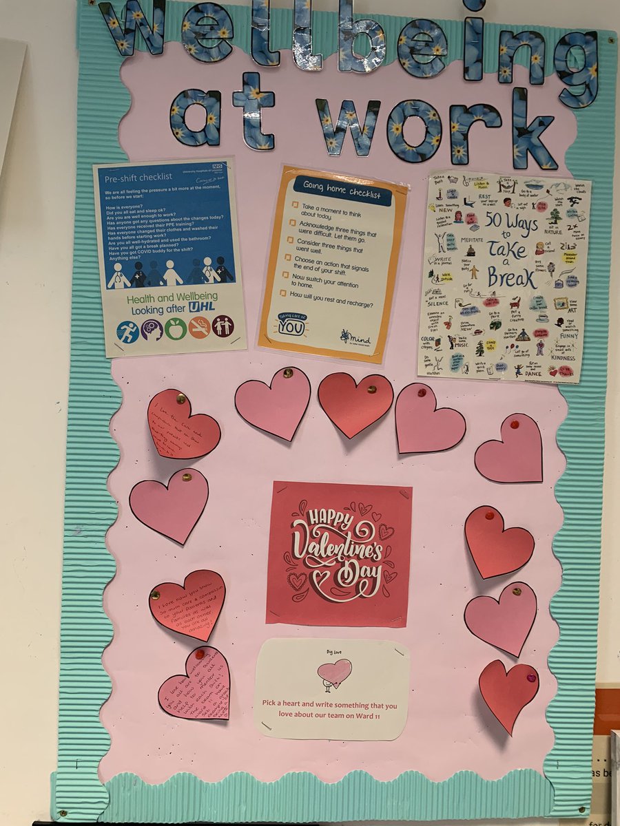 #letstalkaboutwellbeing @11_lri have produced this fab board in time for Valentine’s Day to post positive messages about the Ward ❤️ 😍 #wellbeing #positivepracticeenvironment #proud