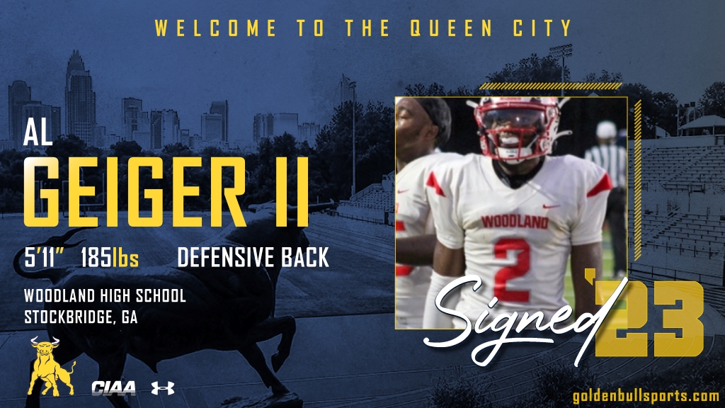 Go Golden Bulls! 

Welcome to the 704!

Defensive Back from Stockbridge, GA

Al Geiger II <a href="/AGeigerII/">Al Geiger II</a> 
 
#EVERYTH1NGEVERYDAY #NSD23 
<a href="/JCSUniversity/">Johnson C. Smith U.</a> <a href="/JCSUSports/">JCSU Athletics</a>