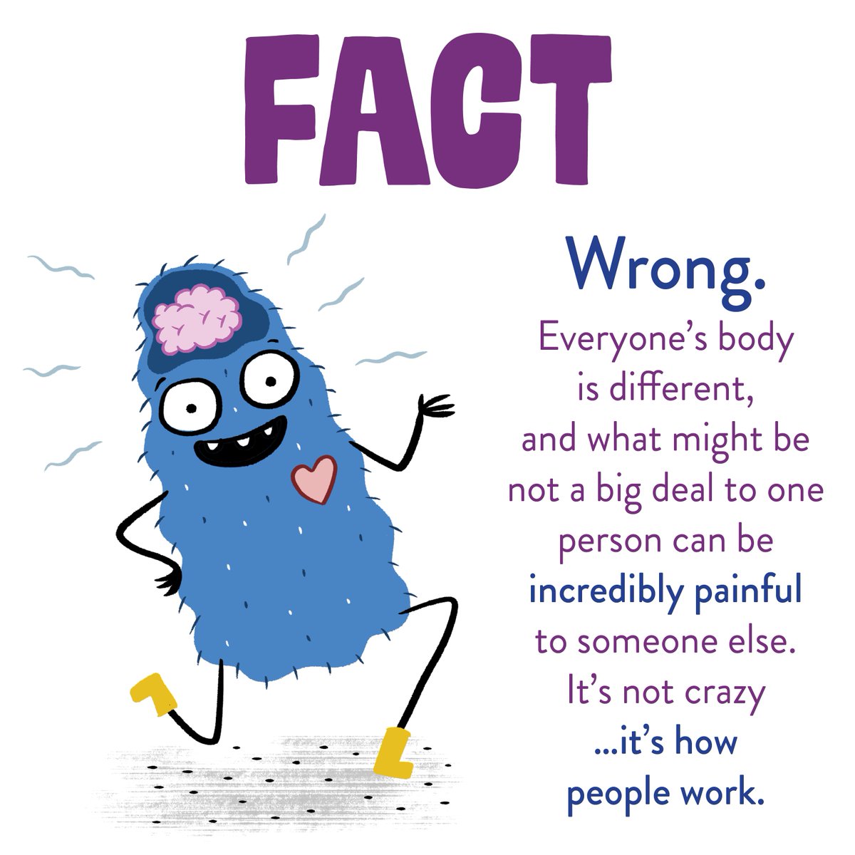 MegFoundation's tweet photo. There's a lot of old school thinking about pain that we know just isn't true (yay research!). It turns out that what people THINK they know about pain is a big barrier to making things better. Let's replace those myths with #facts! #UnderstandingPain https://t.co/njUHg2wyXT https://t.co/5ZpJz3LZr0