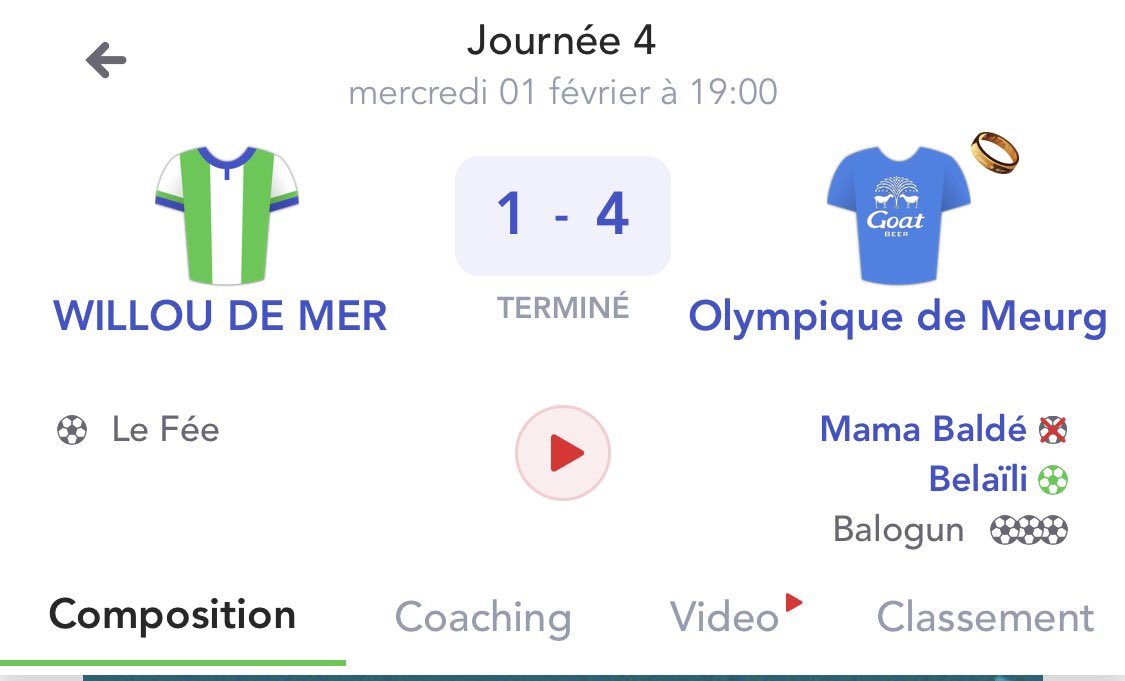 WillGroiz's tweet photo. @MonPetitGazon Deux ligues différentes, deux adversaires différents, mais la même déroute à cause du même joueur 😅 #mpg #Ligue1UberEats @n_loubares 👋 https://t.co/u6jf2AvLGB