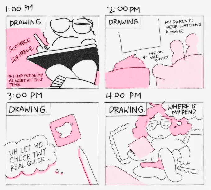 I fell asleep somewhat early last night so I'm finishing these up today #hourlycomicday 