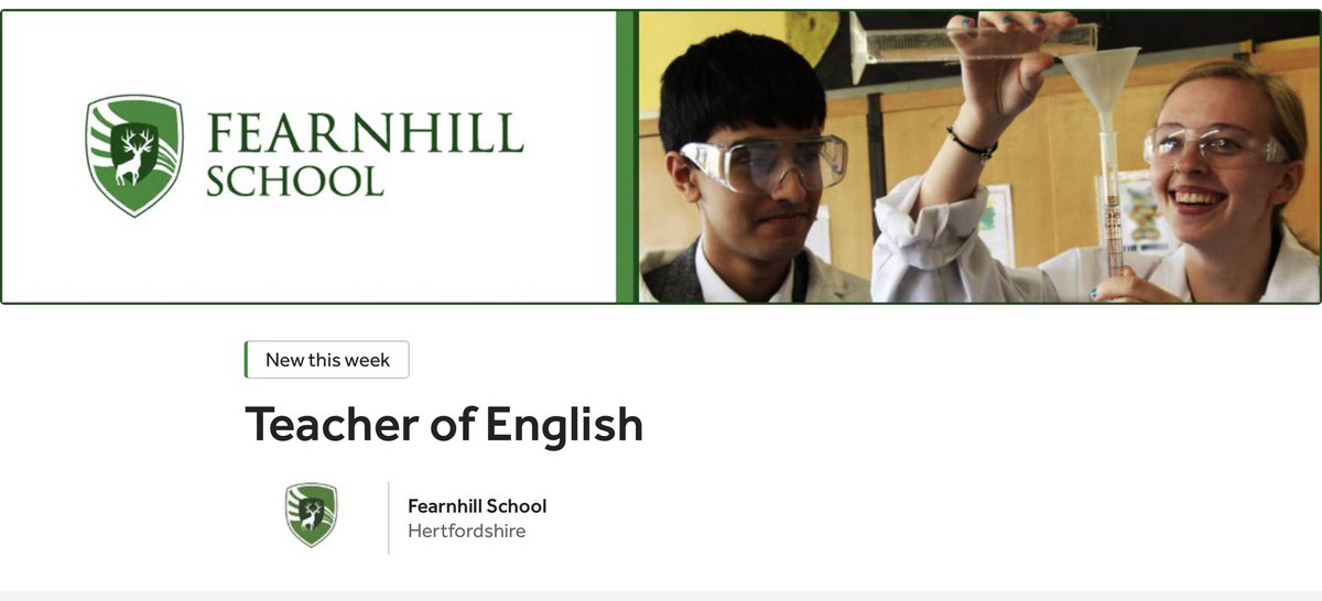 Come and join a wonderful school with great staff, supportive SLT, excellent CPD opportunities and the students are pretty awesome, too 😉 <a href="/FearnhillSchool/">Fearnhill School</a>