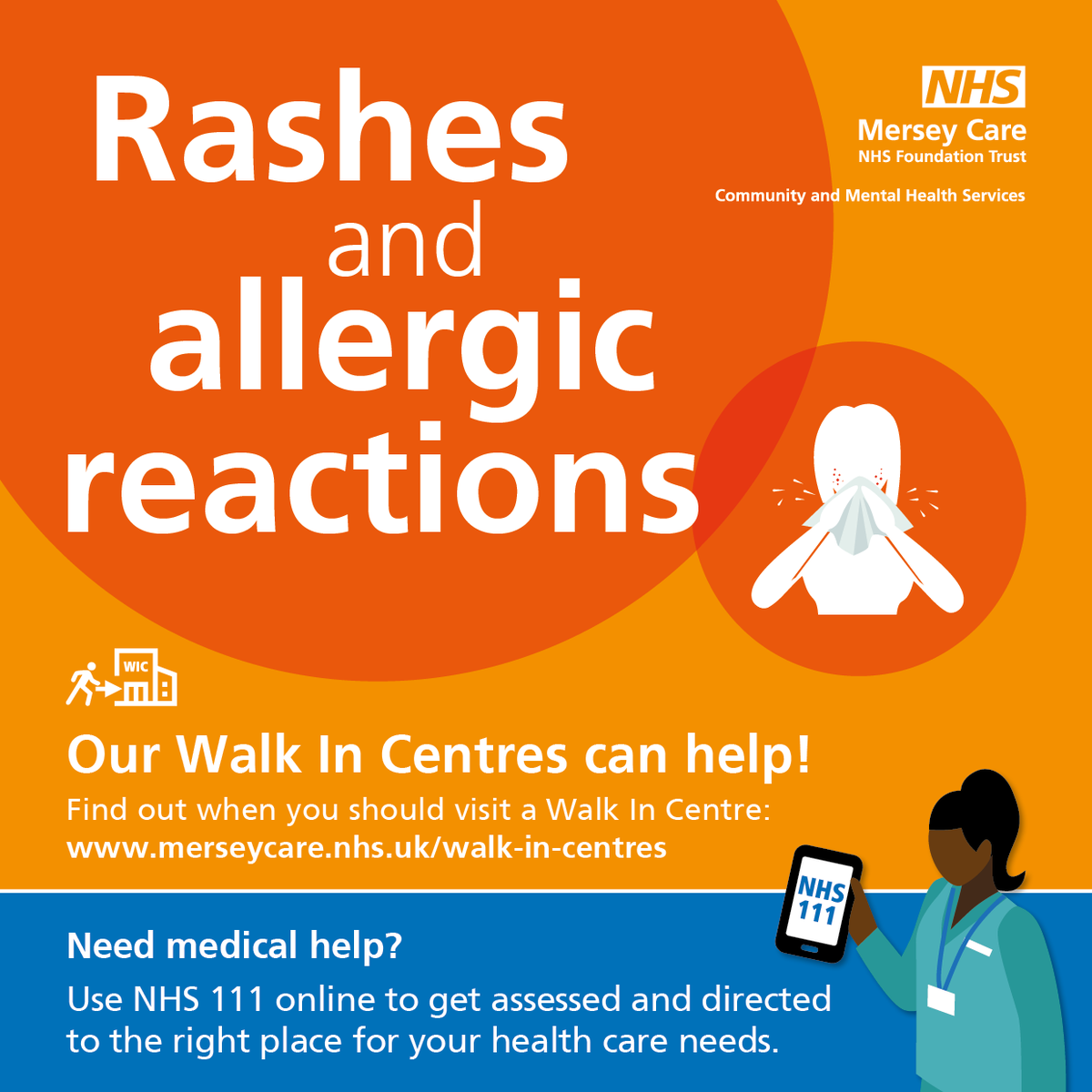 Mersey_Care's tweet photo. Our campaign aims to help local residents know when they should attend one of our #WalkInCentres across #Liverpool, #Knowsley and South #Sefton π
Demand during winter places a strain on #NHS services, it's important that we choose the right service β¬
https://t.co/3gQ7Zn0p3x https://t.co/mJng6VXuZR