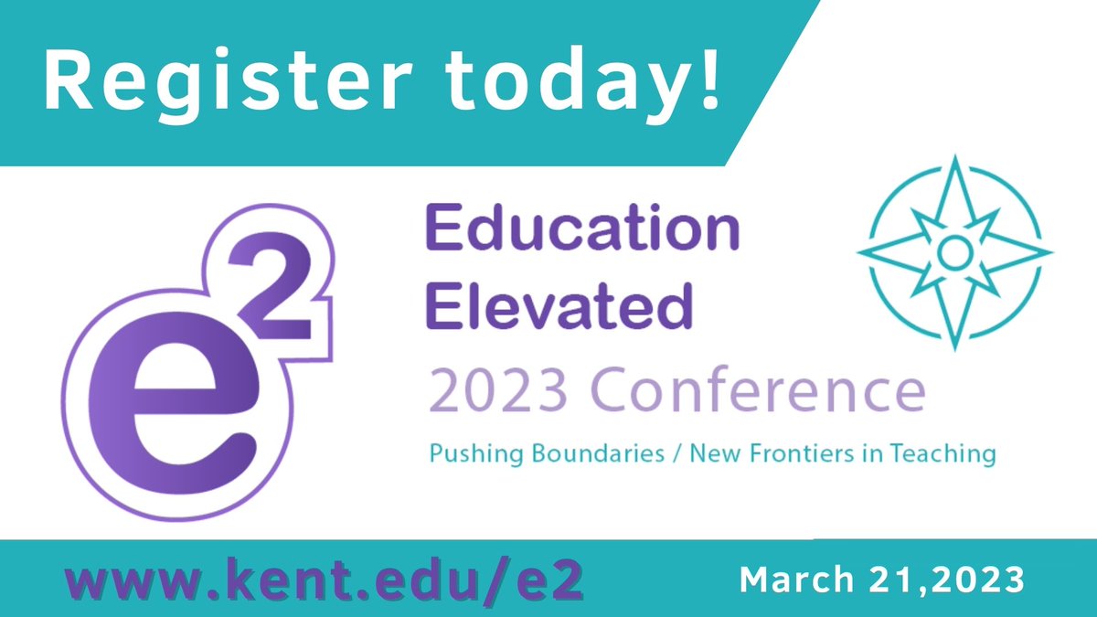 Attention <a href="/KentState/">Kent State</a> faculty, staff, and graduate assistants!

Registration for the e2 Education Elevated Virtual Conference on March 21, 2023, is now OPEN!

kent.edu/e2

<a href="/KentStateDoIT/">Kent State DoIT</a> <a href="/CTLkent/">CTL at KSU</a> 
<a href="/KentStateOnline/">Kent State Online</a> @KentState_LIB 
@KentStateDSA  #e2KentState