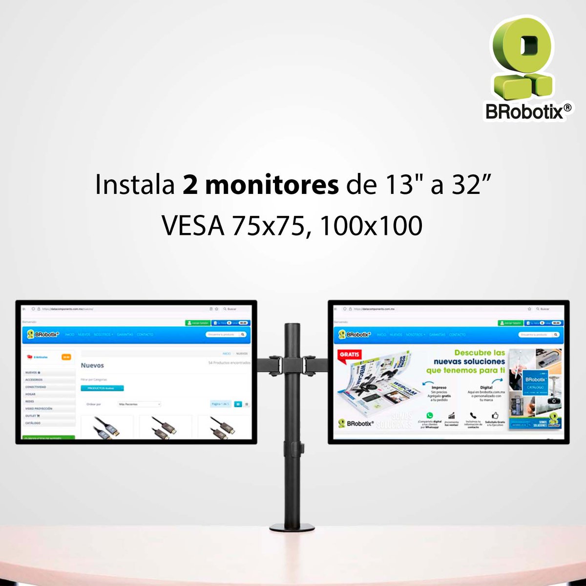 ¡Es momento de ordenar tu escritorio! ✅🤓 con el nuevo Soporte de 2 brazos de escritorio #BRobotix Checa esta opción para instalar firme empotrado a tu escritorio 😉 ¡Mueve horizontalmente tus pantallas 180º!
#SomosSoluciones #soporte #soporteparamonitor #escrito #vesa