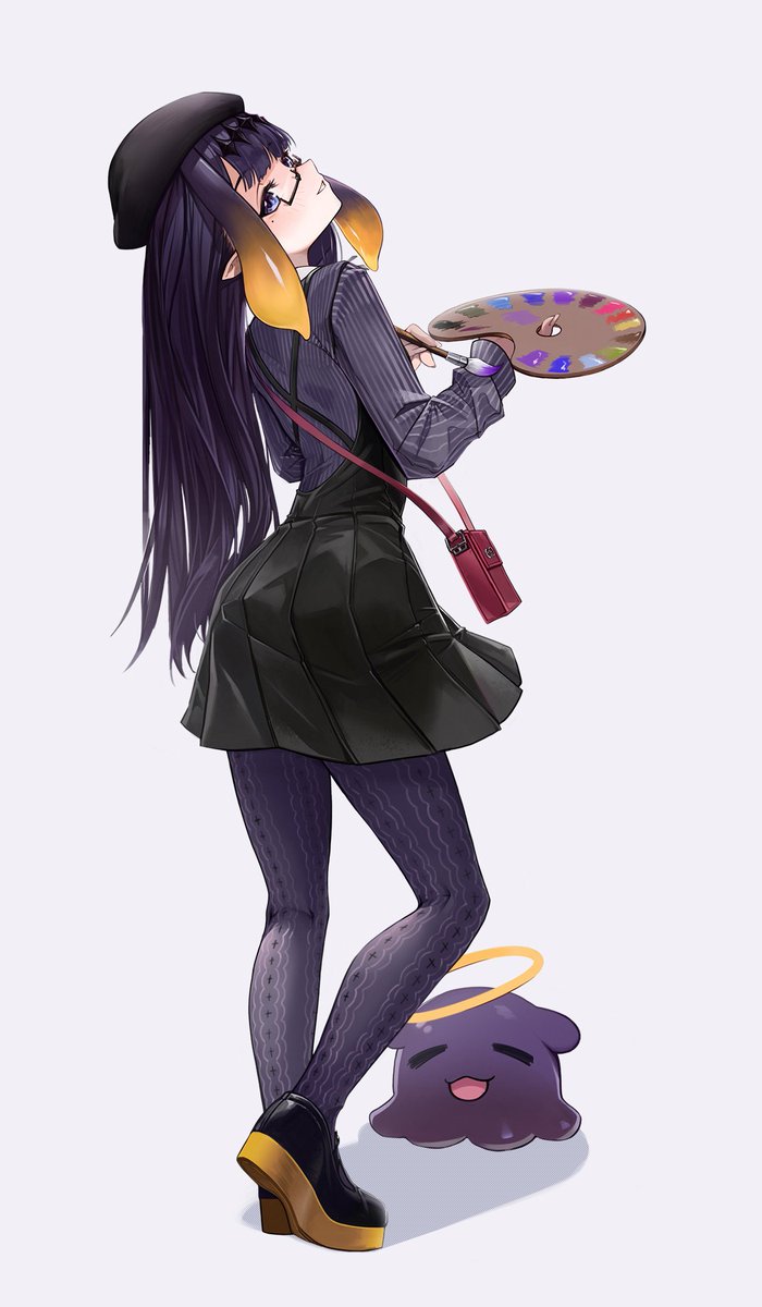 ninomae ina'nis ,takodachi (ninomae ina'nis) 1girl tentacle hair long hair gradient hair pointy ears sidelocks pantyhose  illustration images