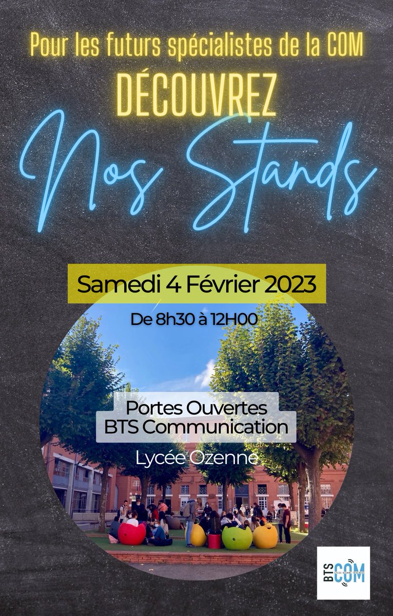 ✨Les étudiants et toute l’équipe du BTSCOM vous attendent ce Samedi 4/02 ! #JPO2023 #communication @LyceeOzenne <a href="/acTlseEG/">EGTlse</a> <a href="/actoulouse/">Académie de Toulouse</a>