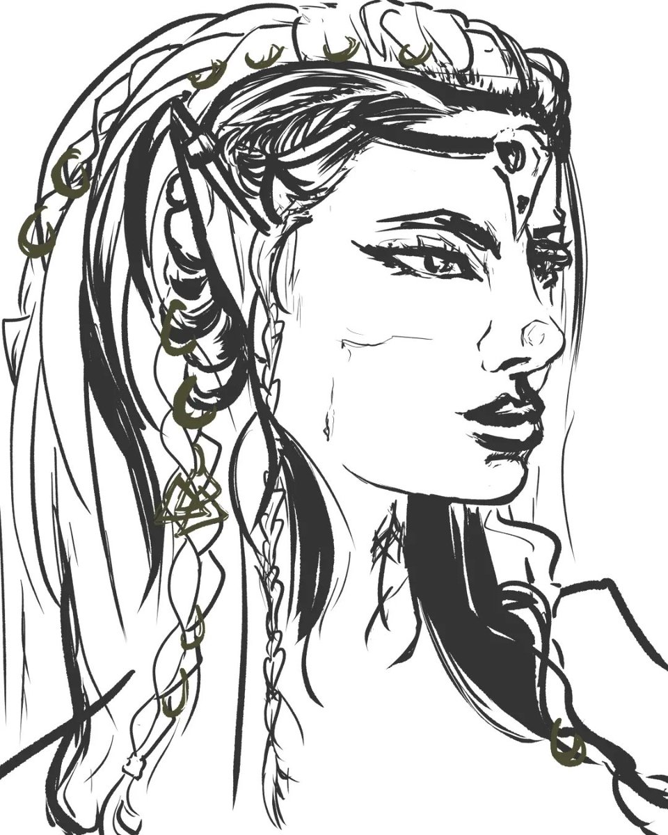 _Rheiyna's tweet photo. Was trying to draw @dfrntTimes viking character, Saga, and ended up doing several sketches of her to get it right♡
#viking #ttrpg #characterart #characterdesign #originalcharacter #female #woman #valkerie #warrior #illustration #art #artist #digital #watercolor #inking #realism https://t.co/iAhkB1cP3C