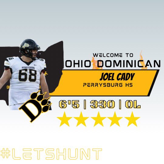 OhioDominicanFB's tweet photo. OFFICIAL!

Joel Cady, Offensive Line
Perrysburg HS
6’5 330

Welcome home, Joel! #LetsHunt🐾 https://t.co/92QdWrJt0Q