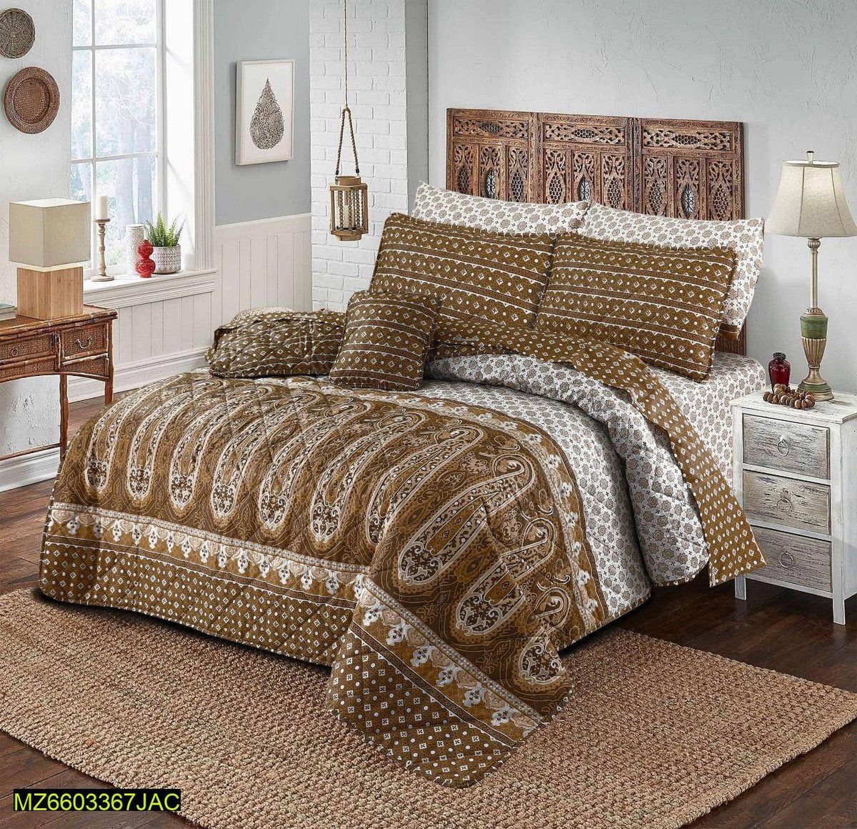 Fabric: Cotton Salonika
Product Type: Comforter Set
Pattern: Printed Double Bed Comforter Set
Size: Double Bed
#fashion#style#homedecor #bedding #comforters #comforterset #bedsheets