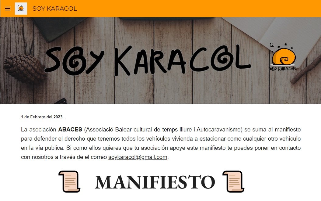 ABACES se suma📝 al manifiesto 📋en defensa de la pernocta💤 de vehículos 🚙vivienda. Mas información en soykaracol.org 🐌