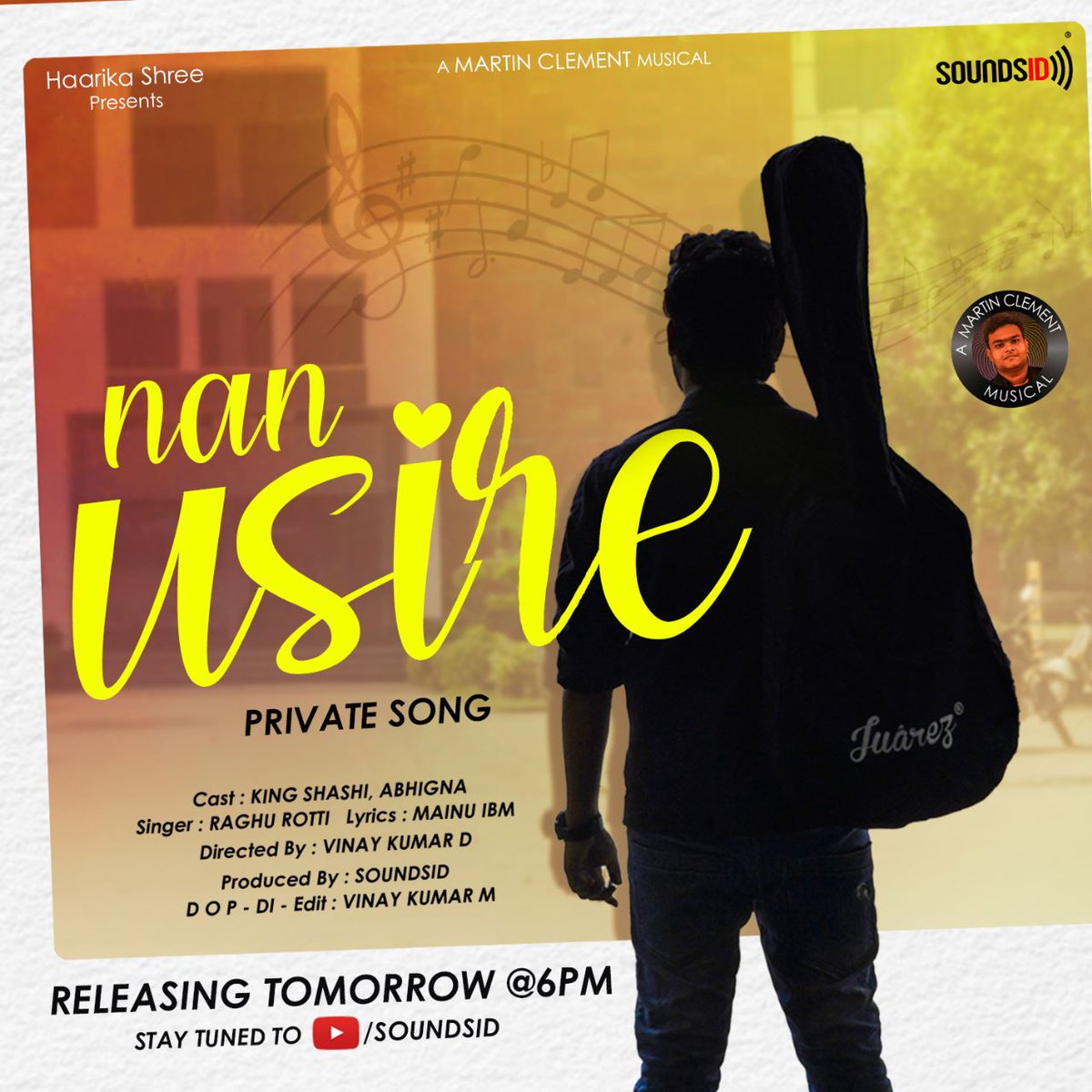 sgkorall's tweet photo. Get ready to be enchanted by the soulful melodies of #NANUSIRE a private song by Martin Clement Musical!!🎼
'NAN USIRE' premieres exclusively on the #SOUNDSID YouTube channel @ 6pm!
STAY TUNED 👉https://t.co/5B6UTNq5Ez
#newsong #MartinClement #martinclementmusical #kannadasong https://t.co/jFTcL3I3x0