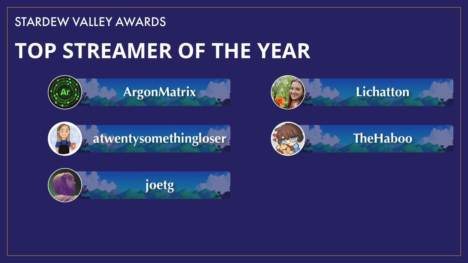 Stardew Valley Awards (SDVAwards) / Twitter