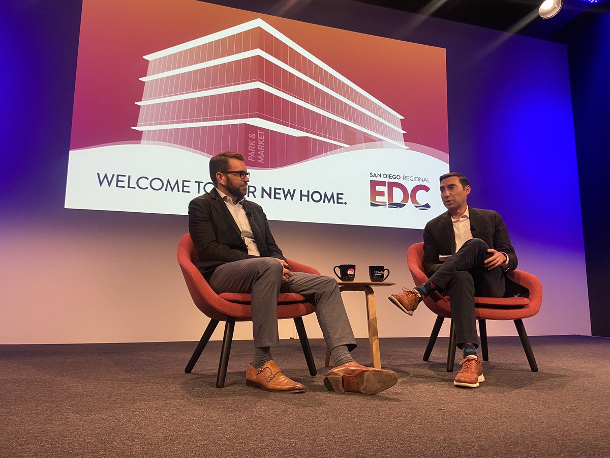 Our new home at @UCSDPark_Market has never felt more vibrant. 💙

Thank you to our investors for joining us at our Open House, kicked off with a discussion on San Diego’s 2023 real estate & economic outlook by @CBRE’s Darren Morgan & EDC’s Eduardo Velasquez.