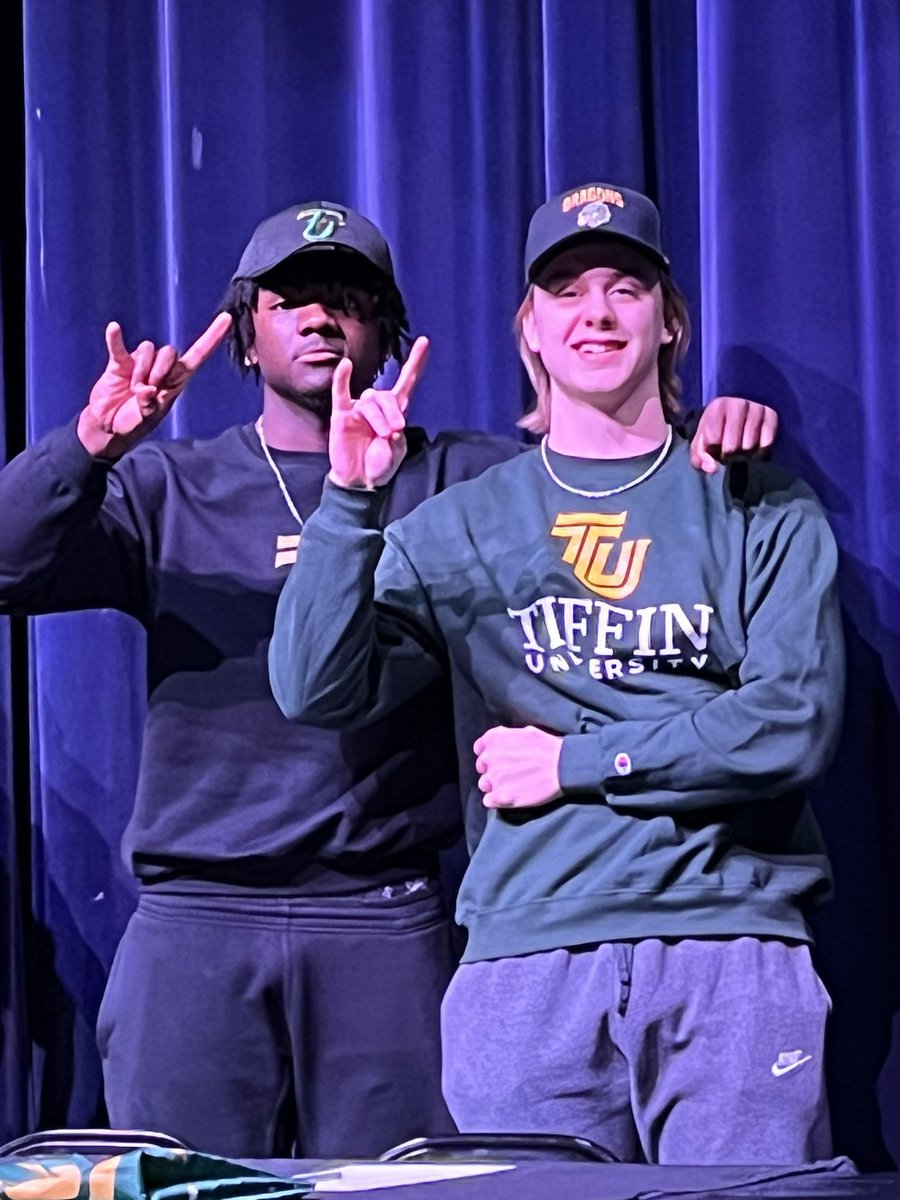 MarkGlaser7's tweet photo. Congrats to @WCHS_Football @GrantGlaser2 @buba_bangura on their commitment to play football at Tiffin University. So excited to watch you play at the next level.  #GoGons @TUDragonFB https://t.co/mb2gieWidJ