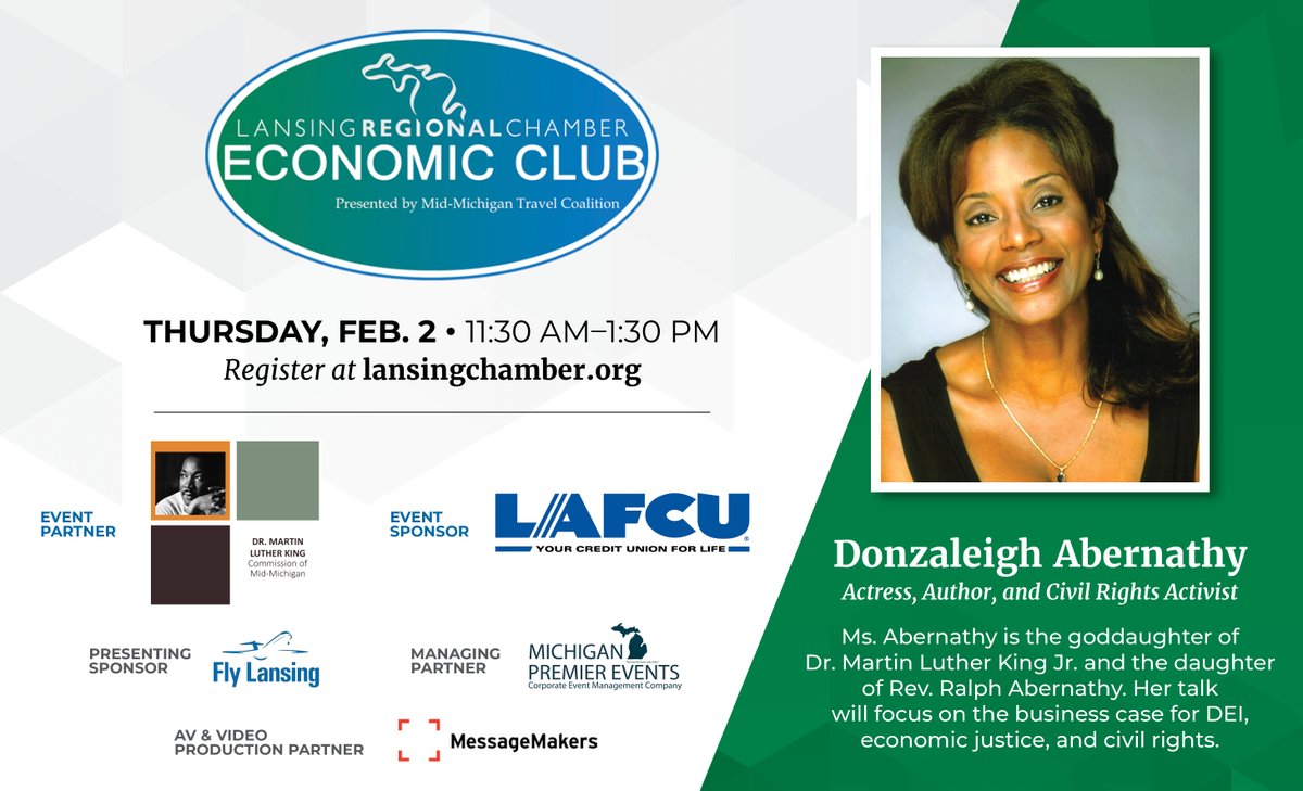 The Lansing Economic Club Series is made possible by our Presenting Sponsor, <a href="/flylansing/">Capital Region International Airport</a>! 🛫 We appreciate your continued support of our #EconClub luncheons that cover various business-related topics and feature local and national speakers!