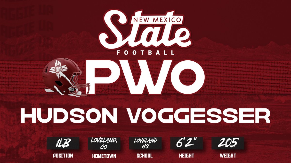 New Mexico State Football (@nmstatefootball) on Twitter photo We're bringing in one of the top linebackers in the state of Colorado in Hudson Voggesser. Hudson helped lead his team to the Colorado Class 4A state championship game this season.
<a href="/HudsonVoggesser/">Hudson Voggesser</a> | #AggieUp We're bringing in one of the top linebackers in the state of Colorado in Hudson Voggesser. Hudson helped lead his team to the Colorado Class 4A state championship game this season.
<a href="/HudsonVoggesser/">Hudson Voggesser</a> | #AggieUp