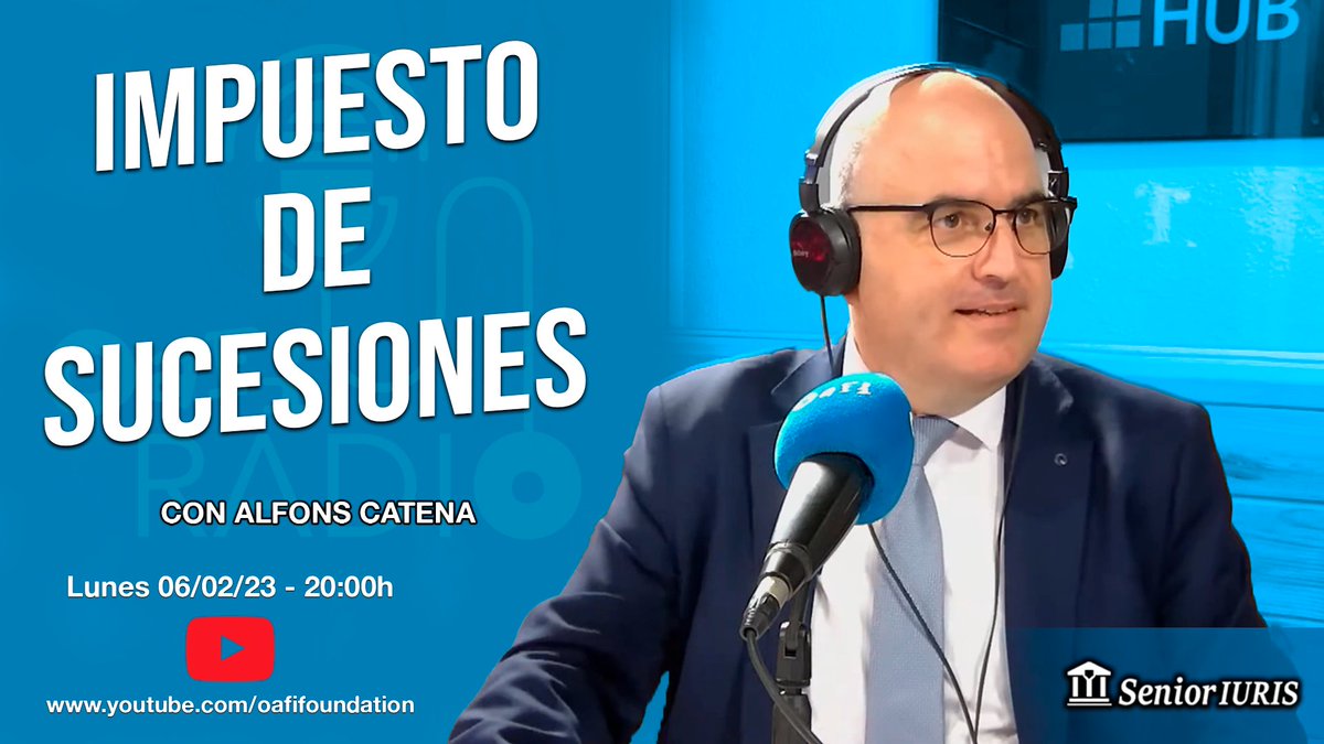 AlfonsCatena's tweet photo. Para los que tengáis que liquidar  #impuesto de #sucesiones, o estéis planificando, os invito a mi próxima charla en @OAFI_RadioTV @OAFIFoundation , el lunes 6 de febrero a las 20:00 en directo.
Senior-Iuris
#herencia #testamento #impuesto #legitima #terceraedad  #abogado #fiscal https://t.co/4jV0b3CNc4