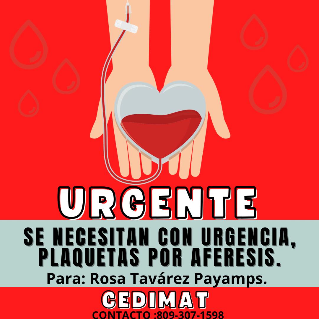 Necesitamos con carácter de urgencia plaquetas por aféresis en cedimat cuidado intensivo para Rosa Tavárez

Especificaciones: 

Hombre sano, entre 16 y 65 años,  Peso más de 120 lbs, con ayuno de 6 a 8 horas, Haber dormido mas de 6 hrs.

Teléfono 809-3071598

#Urgente #Donante