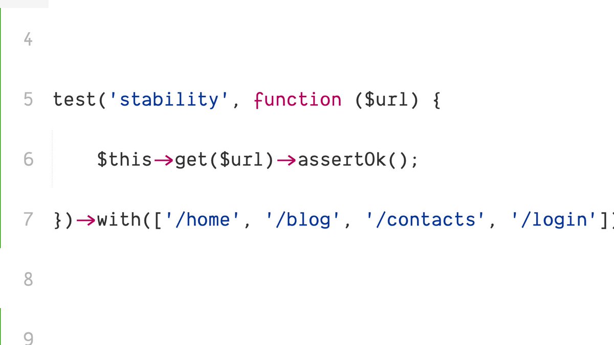 enunomaduro's tweet image. If your project have 0 tests, here is a great way to get started with @pestphp: Smoke Testing. It only takes 12 seconds to write and will ensure that a number of pages are rendering correctly. ✅