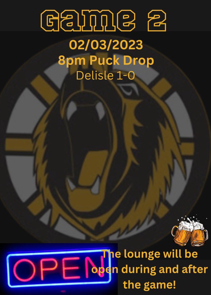 The Bruins are back on home ice for game 2 of provincial D action tomorrow night against Kerrobert! The lounge will be open for the intermissions and after the game