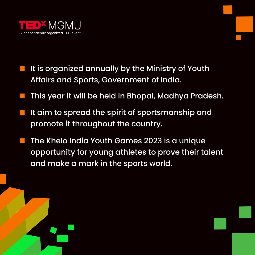 tedxmgmu's tweet photo. Nurturing the Champions of tomorrow: Khelo India Youth Games 2023 ⚡
.
#tedxmgmu #tedx #tedxevent #KheloIndiaYouthGames2023 #sports #India #inspiration #TED #jnec #Aurangabad #mgmu #youthgames #tedx #ideasworthspreading https://t.co/NGKDFEOpKt