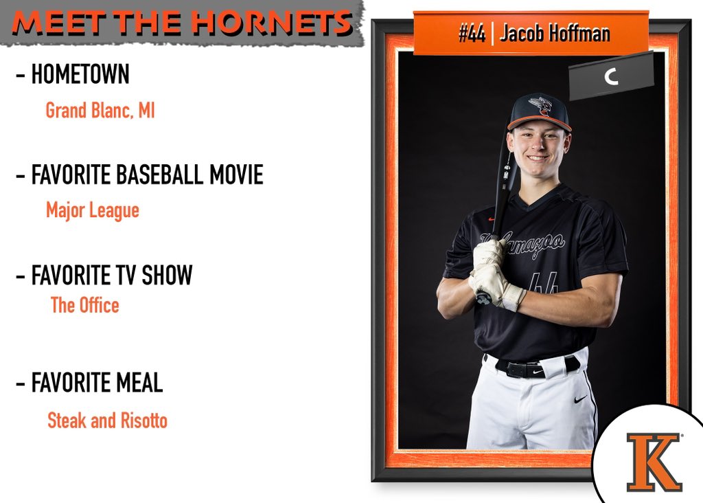 Kalamazoo College Baseball (@kzoobaseball) on Twitter photo We are back introducing more Hornets!
Say hello to Sophomore catcher, Jacob Hoffman!🐝⚾️
#d3baseball <a href="/JacobHoffman44/">Jacob Hoffman</a> We are back introducing more Hornets!
Say hello to Sophomore catcher, Jacob Hoffman!🐝⚾️
#d3baseball <a href="/JacobHoffman44/">Jacob Hoffman</a>