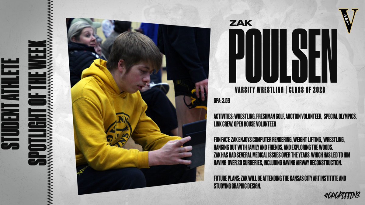 Here is our Student Athlete Spotlight of the Week. Despite injury Zak has worked with his teammates as the match video coordinator this year.