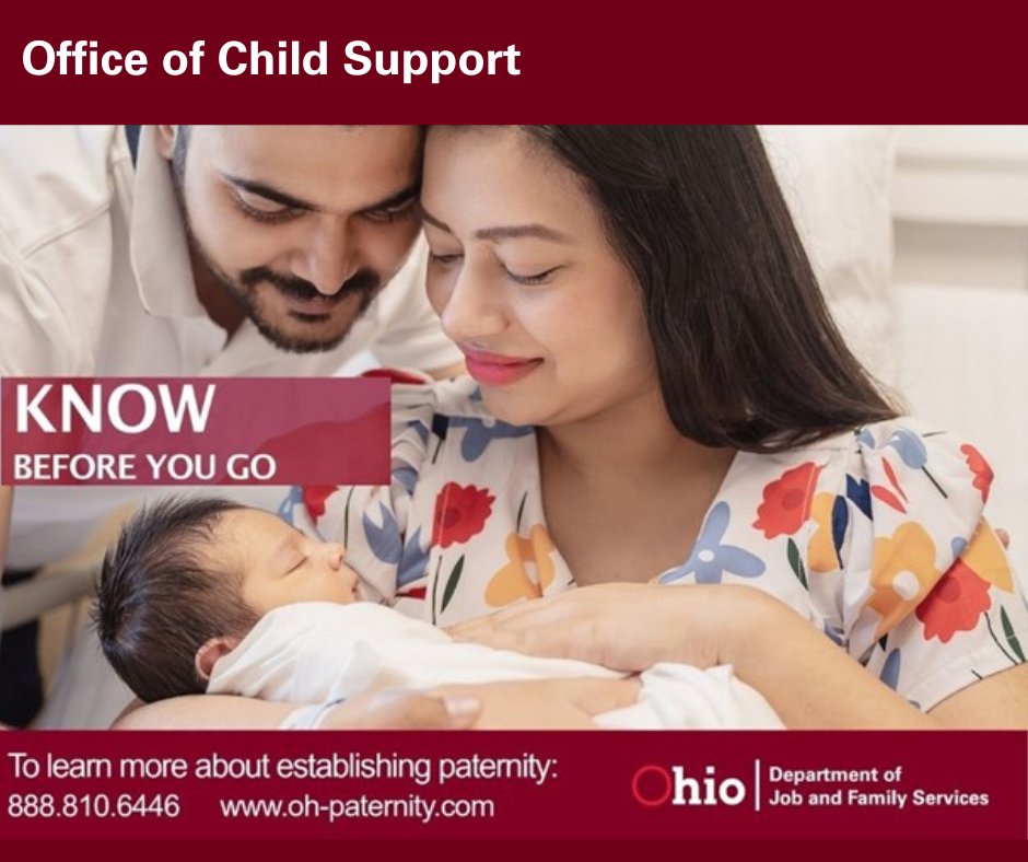 OhioJFS's tweet photo. All unmarried parents should think about establishing paternity — because all kids deserve the benefits that legally recognized fatherhood can provide. For more information, visit https://t.co/4R8L3qYGJg or call 888.810.6446. 
#whatyouneedtoknow #OhioChildSupport #ODJFS https://t.co/bkcsYxO6hD