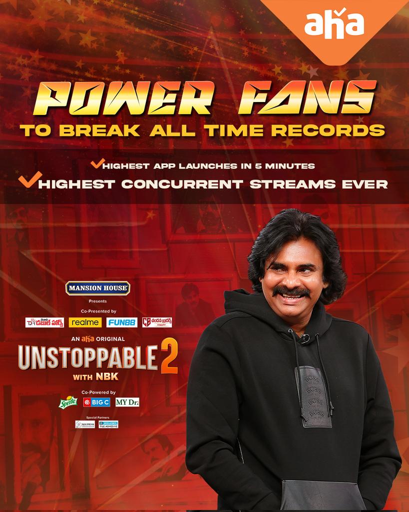 Altime record for @ahavideo - Highest viewing minutes in first 90mins 🔥🔥

#PawanKalyanOnAha #PawanKalyanonUnstoppable #UnstoppableWithNBKS2