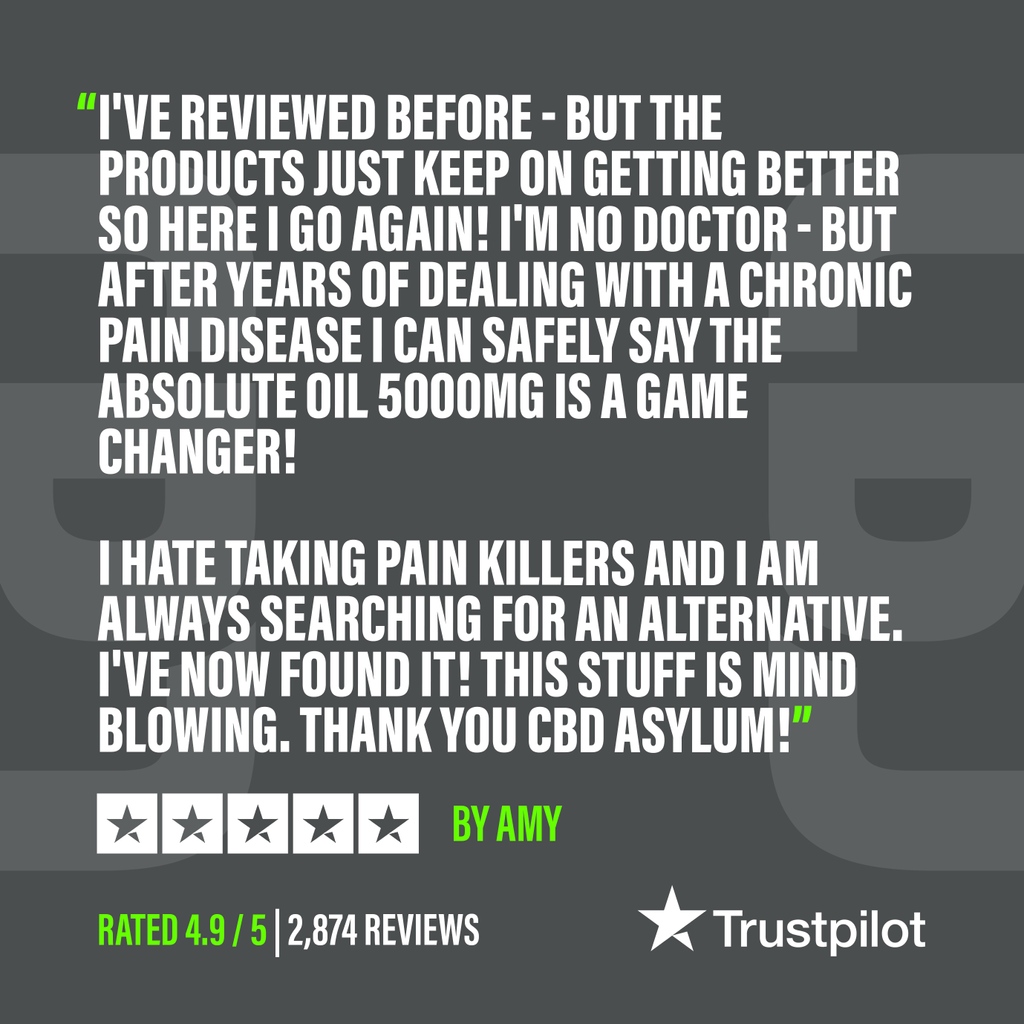 CbdAsylum's tweet photo. What a great review to receive and to know it's helping improve Amy’s life for the better is the best news!

Head on over to CBD Asylum to see our amazing product range, it could be just what you need too 😄 https://t.co/3ovJ69elJr