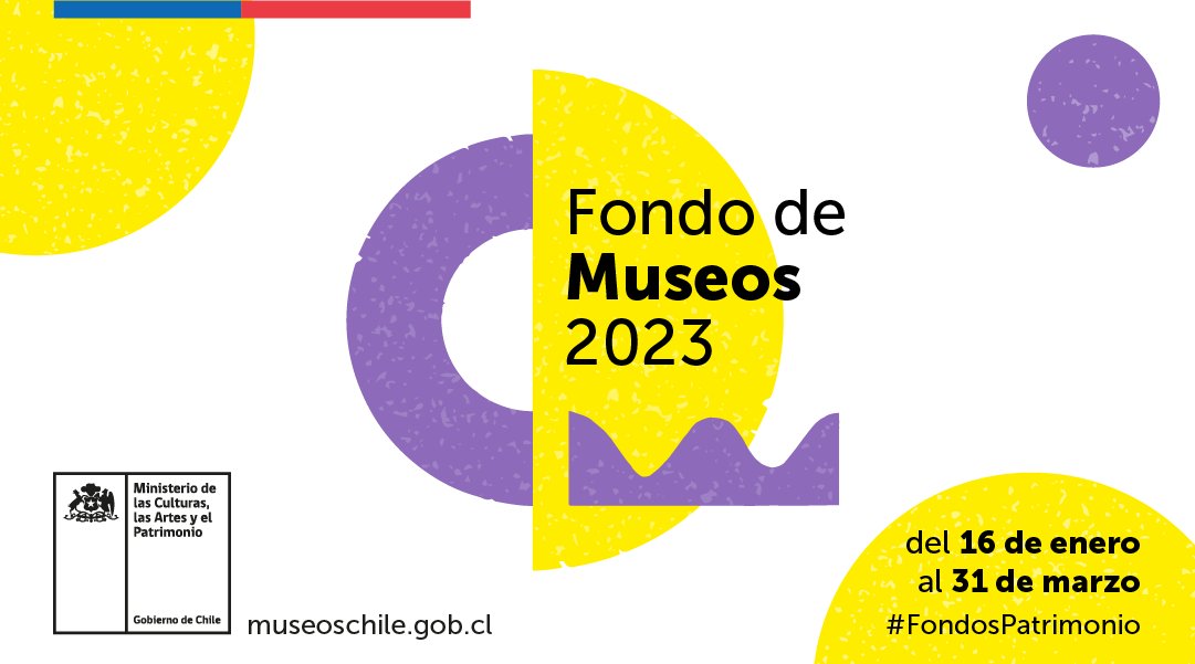 🟣Recuerda que hasta el 31 de marzo seguirá abierta la convocatoria 2023 del Fondo para el Mejoramiento Integral de Museos (FMIM), que coordina la Subdirección Nacional de Museos (SNM), del Servicio del <a href="/patrimonio_cl/">Patrimonio_cl</a>. ¡Postula!
🟣 Más información en: bit.ly/3Ro3pbo