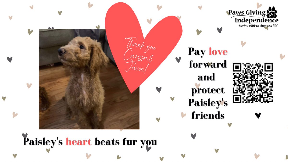 PGIdogs's tweet photo. 💜Big thanks to our friends, Carissa and Jaxon for showing Paisley the love and covering her heartworm prevention! Get your kiddos involved, too ~ for only $10, they can sponsor a #servicedogintraining for 1 month of medication. Donate to #servicedogs: https://t.co/NhWaYIJhJO 💜 https://t.co/IG5xnuKaIU