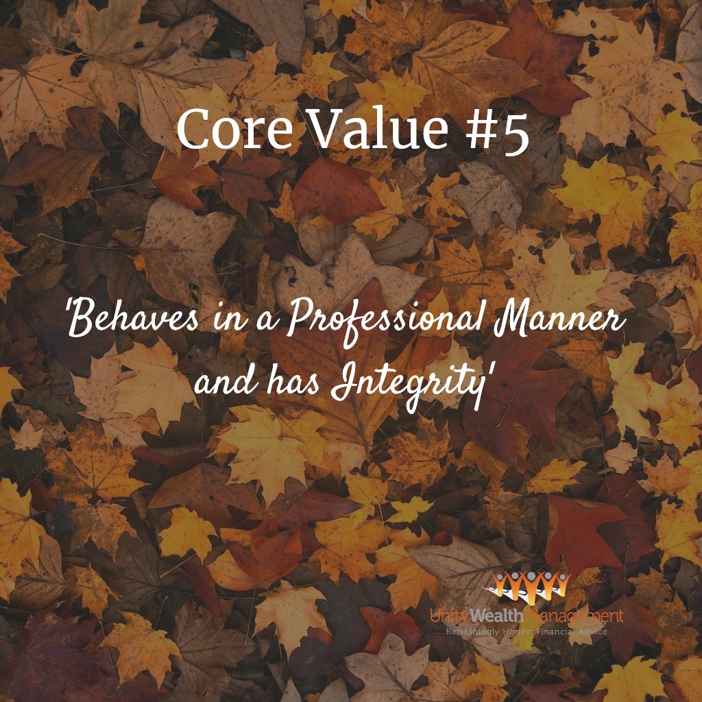 GregSimkin's tweet photo. At Unity Wealth Management, we have 5 Core Values which underpin how we behave and conduct ourselves and how we work with our clients and each other. 

We pride ourselves on our inclusive, supportive and friendly environment which stems from our core values. https://t.co/FJUlseL0zH