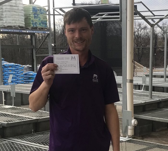 BellNursery's tweet photo. Please help us share congratulations to Matthew Fulfer D153, April Migilore Whitehall, PA #4108, Zach Rode Matamoras, PA #4162 &amp; Alyssa Huster D153 for earning their Master of Merchandising awards. Thank you &amp; great job! #BellsMoM @brettguthrie8 @brianfrombell https://t.co/LSYBgceeux
