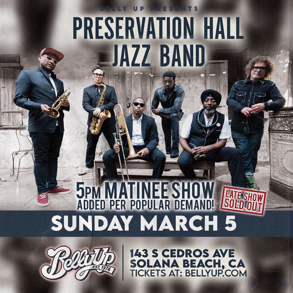 Second show just added at Belly Up! Tickets go on sale for the 5pm matinee tomorrow at 12pm PT – 8pm show is SOLD OUT. See you soon San Diego 🌊

Tickets: bit.ly/3XMMn97