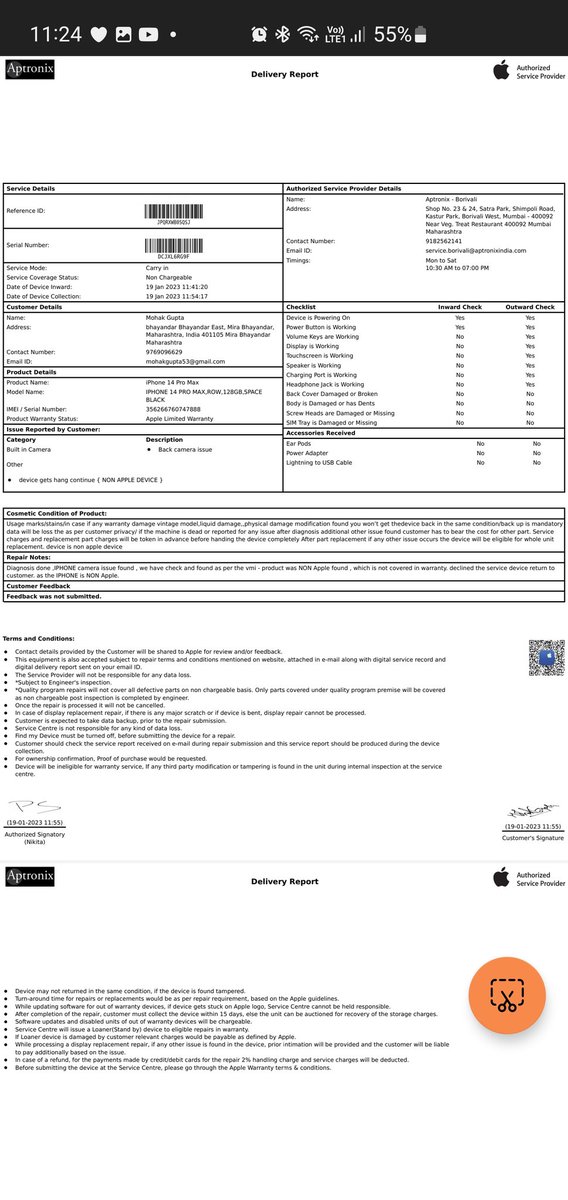 Mohawk_Indian53's tweet photo. Avoid buying #apple #iPhone14ProMax  from @amazonIN as they sold me #fake #iPhone14ProMax. Ordered balck colour and they sent me fake clone purple colour. Even after 18days of continuous complaints they reject to provide refund. Also retweeting with complete unboxing video https://t.co/IhSB2F5dRs